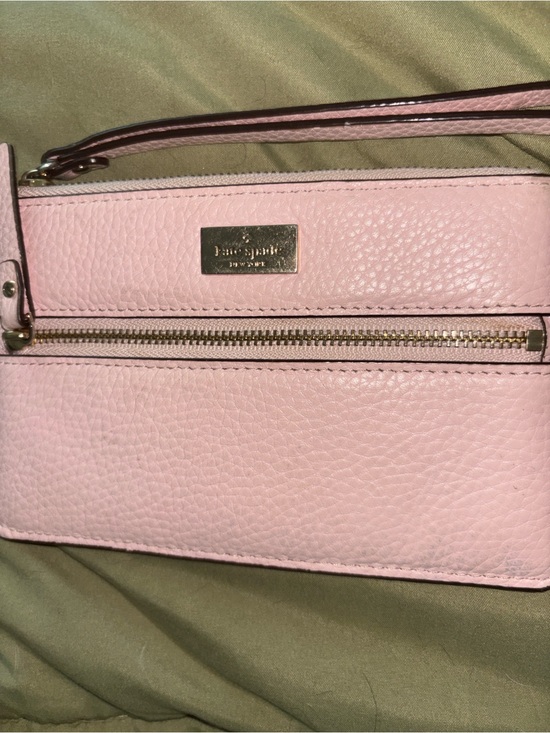 kate spade Accessories - kate spade Pebbled Pink Leather Wristlet with Gold Hardware